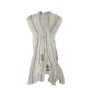 Surf Gypsy Striped Gauze Tassel Cover Up Dress Large Boho Beach Coastal Festival